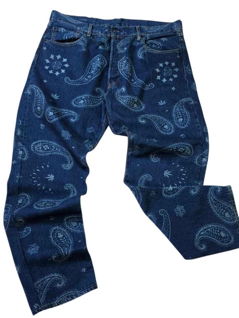 Levi's Dark Blue Paisley Relaxed Jeans-Size 38x32